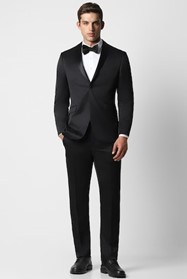 MEN BLACK SOLID SLIM FIT PARTY TWO PIECE SUIT