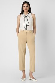 WOMEN WHITE SOLID FORMAL STYLIZED NECK TOP