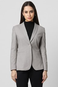 WOMEN GREY CHECK BLAZER
