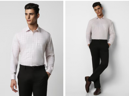 Man in white shirt and black pants posing in two different stances.