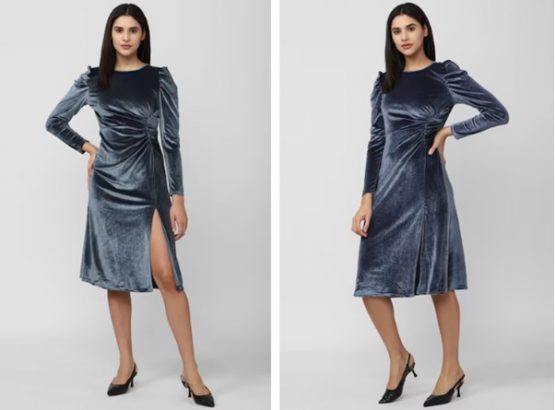 Women Navy Solid Casual Dress