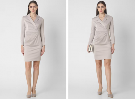 Women's Polyester Blend Modern Mid-Thigh Length Dress