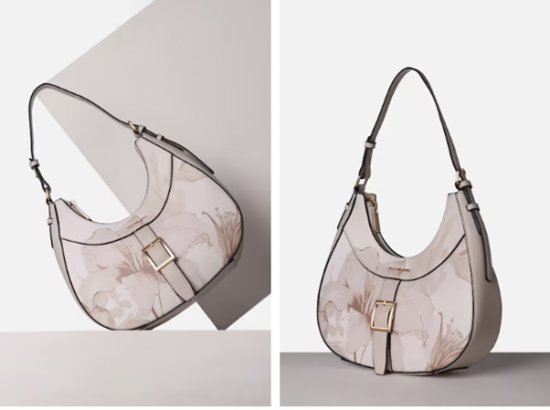 beige print casual handbag