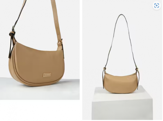 beige solid casual sling bag
