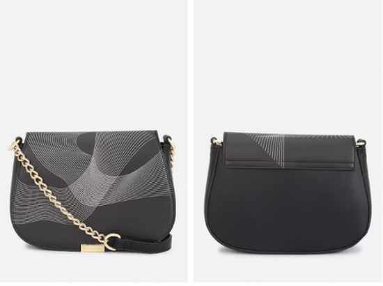 black print sling bag