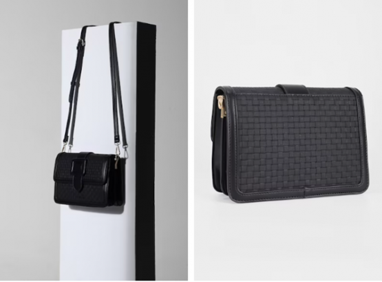 black solid casual sling bag