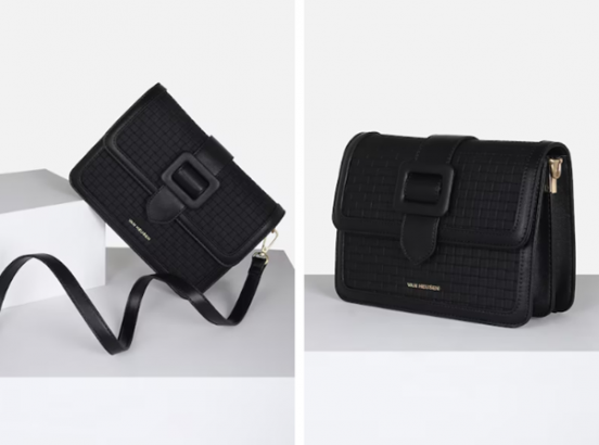 black textured casual clutch