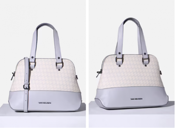 cream print casual handbag