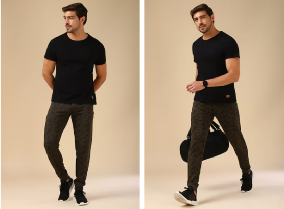 green print casual track pant
