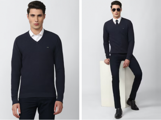 navy solid v-neck sweater