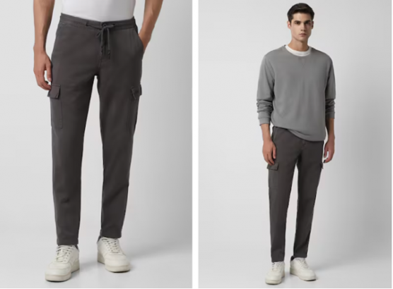 solid slim fit grey trouser