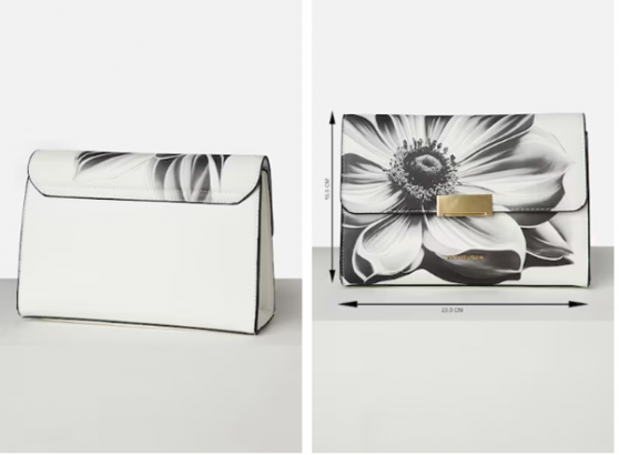 white print casual handbag