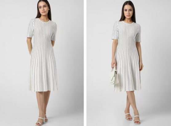 women`s white stripe dress