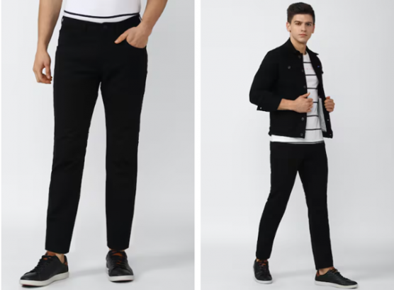 black dark wash regular fit jeans