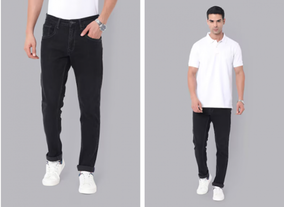 black dark wash slim fit jeans
