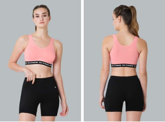 geranium pink anti bacterial wireless sports bra