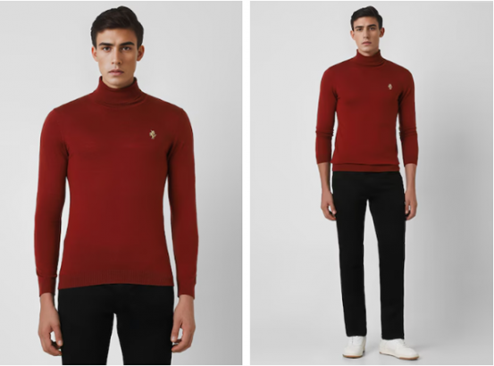 maroon solid turtle neck sweater