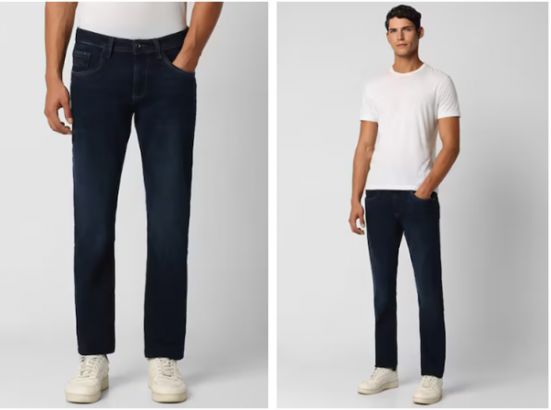 navy dark wash slim fit jeans