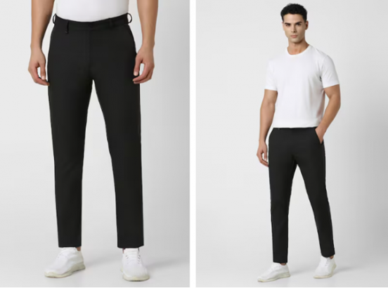Men Black Solid Slim Fit Trousers