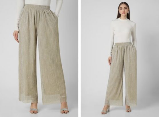 Women Beige Textured Casual Regular Fit Trousers